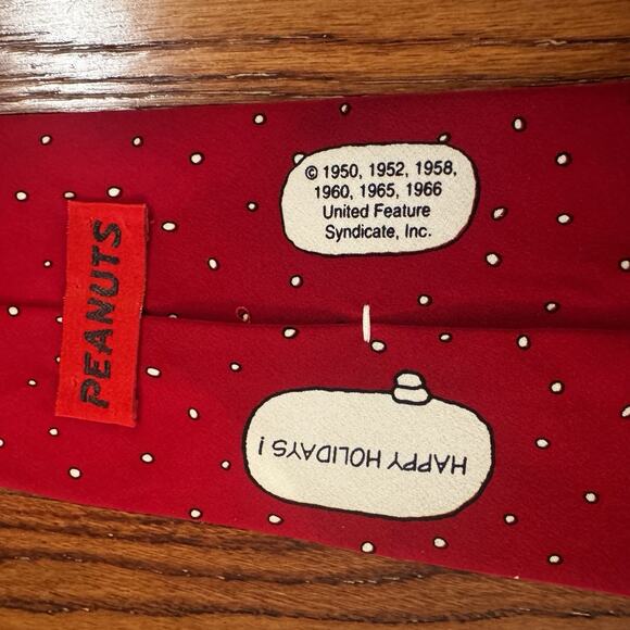 Vintage Peanuts "Happy Holidays" Silk Tie Christmas Made USA Snoopy Woodstock - Picture 10 of 10